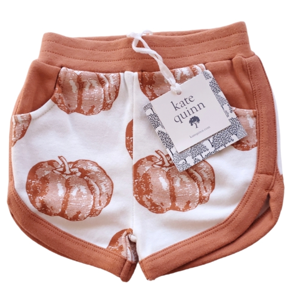 NWT Kate Quinn Organics Short Bottoms Orange Pumpkin Baby 3-6 Months
